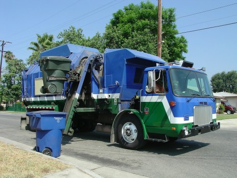 Professional waste removal team handling business waste